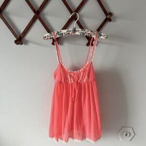 Vintage Victoria Secret pink babydoll lace top